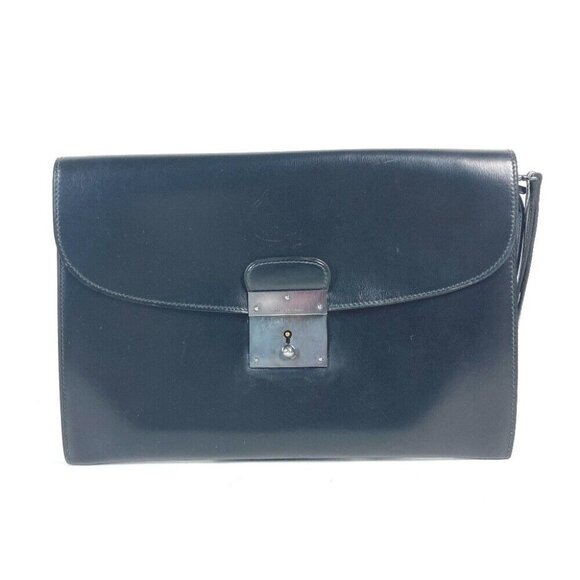 HERMES bag pouch Kirius With strap Clutch bag Boxcalf Black - Picture 1 of 14